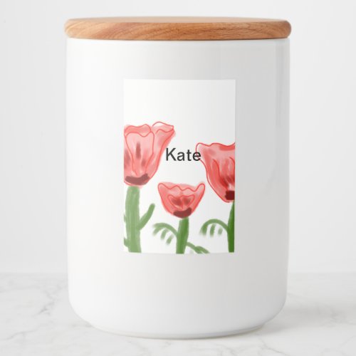 Red watercolor floral watercolor add name text thr food label