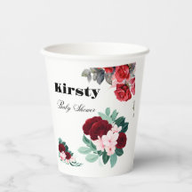 Red Watercolor Flower Baby Shower