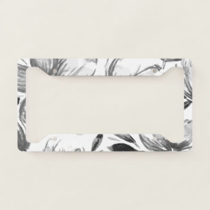 Red Watercolor Flowers 4 License Plate Frame