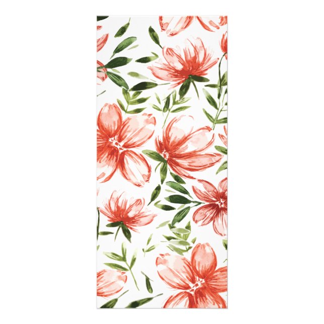 Red Watercolor Flowers Rack Card (Front)