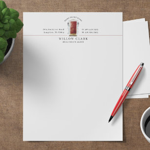 Red Watercolor Front Door Personalized Company Letterhead