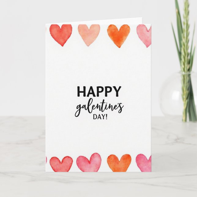 Red Watercolor Galentines Day Card (Front)