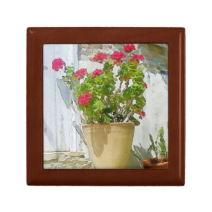 Red watercolor geranium gift box