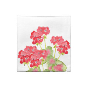 Red Watercolor Geraniums 2 Cloth Napkin