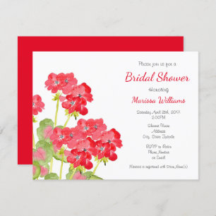 Red Watercolor Geraniums 2 Invitation