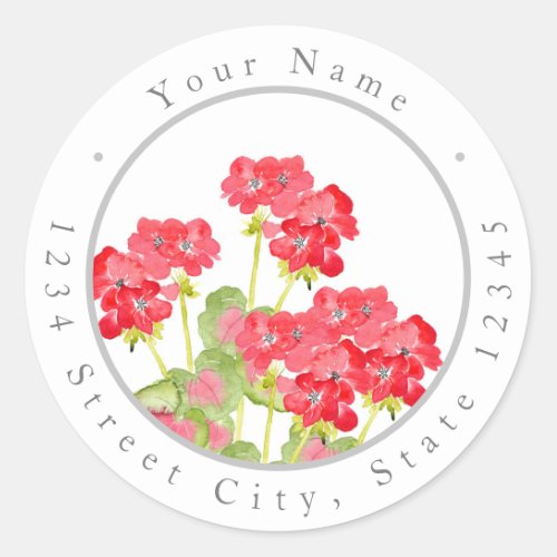 Red Watercolor Geraniums 2 Labels