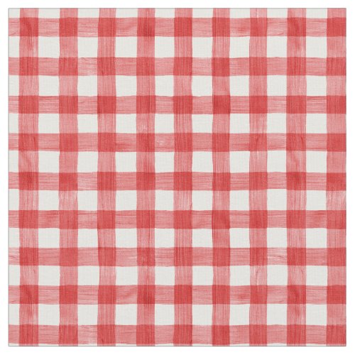 Red Watercolor Gingham Fabric