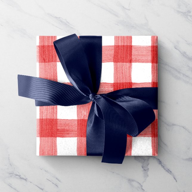 Red Watercolor Gingham Wrapping Paper (Creator Uploaded)