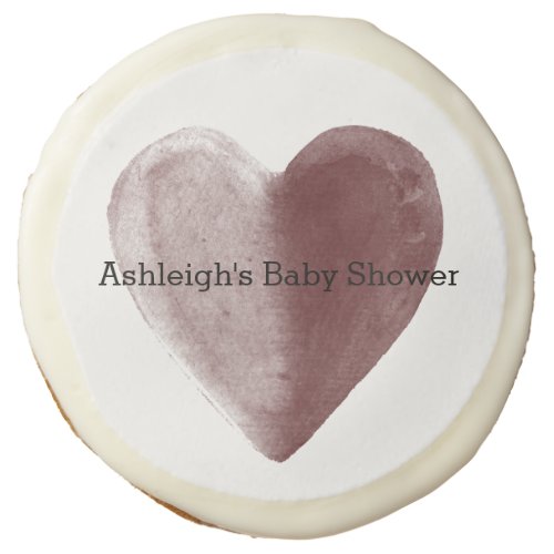 Red Watercolor Heart baby shower Sugar Cookie