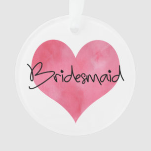Red Watercolor Heart Bridesmaid Ornament