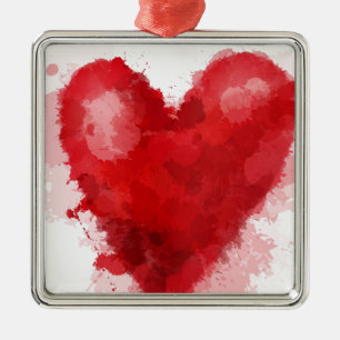 Red watercolor heart gothic girl valentine metal ornament