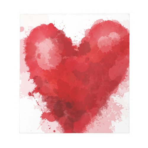 Red watercolor heart gothic girl valentine notepad