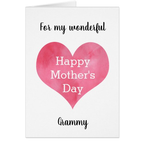 Red Watercolor Heart Happy Mothers Day Grammy