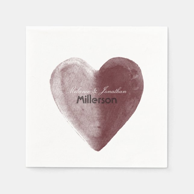 Red Watercolor Heart Napkins (Front)