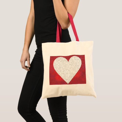 Red Watercolor Heart NYC New York City Icons Love Tote Bag