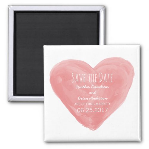 Red Watercolor Heart Save the Date Magnet