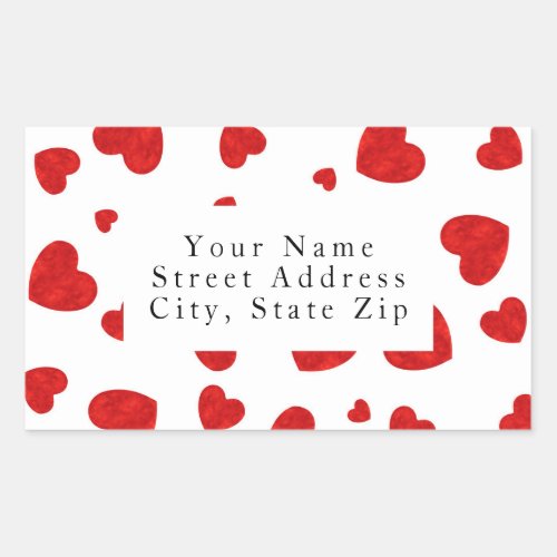 Red Watercolor Hearts Pattern 2 Labels