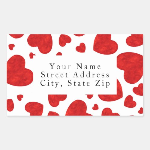 Red Watercolor Hearts Pattern Labels