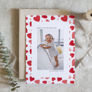 Red Watercolor Hearts Photo Happy Valentine's Day Holiday Card