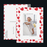 Red Watercolor Hearts Photo Happy Valentine's Day Holiday Postcard<br><div class="desc">Make this Valentine's Day unforgettable with a personalized touch! Our Customizable Photo Valentine's Day Card features a delicate watercolor hearts pattern. Whether you're celebrating love, friendship, or special moments with someone dear, this card allows you to upload your own photo to make it uniquely yours. Personalize this photo Valentine's Day...</div>