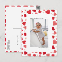 Red Watercolor Hearts Photo Happy Valentine's Day