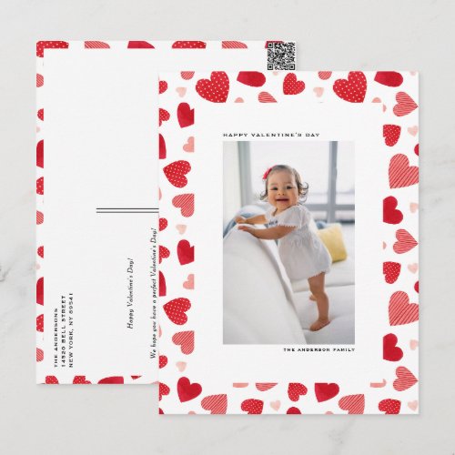 Red Watercolor Hearts Photo Happy Valentine's Day Holiday Postcard Red Watercolor Hearts Photo Happy Valentine's Day Holiday Postcard