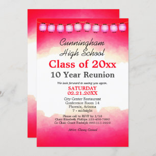 Red Watercolor High School Class Reunion Template