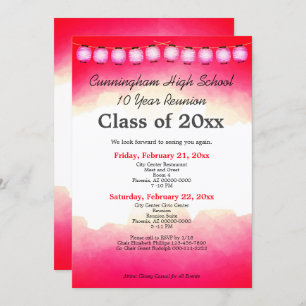 Red Watercolor High School Class Reunion Template
