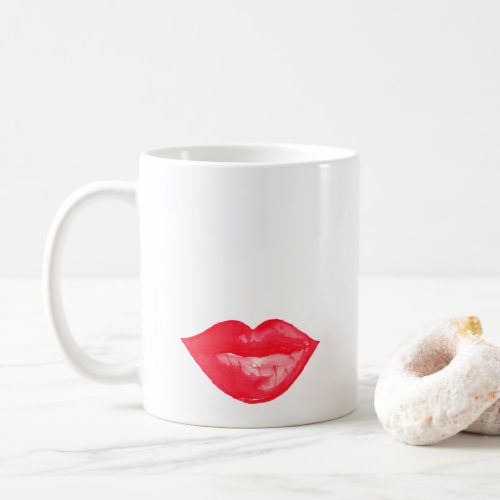 Red Watercolor Lips Lipstick Makeup Artist Coffee Mug