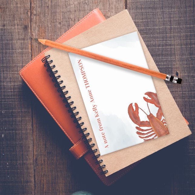 Red Watercolor Lobster Personalized  Post-it Notes (Red lobster personalized post it notes.)