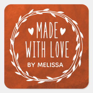 Red Watercolor Made With Love Label