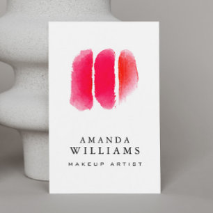 Red Watercolor Makeup Artist Swatches Business Card