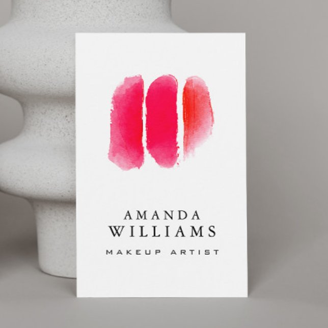 Red Watercolor Makeup Artist Swatches Business Card
