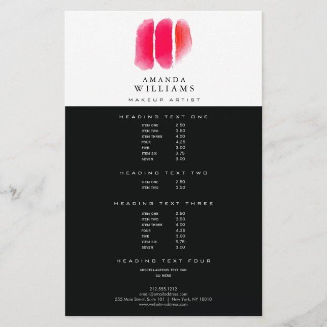 Red Watercolor Makeup Artist Swatches Flyer (Front)