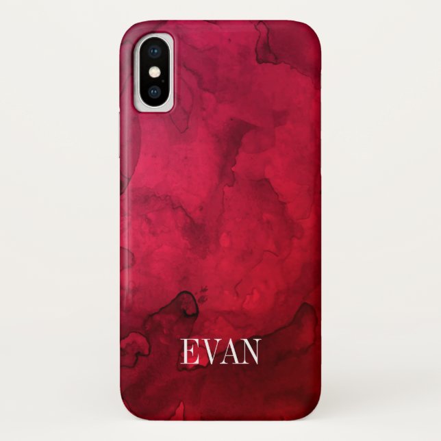Red Watercolor Mashup Apple iPhone X Case (Back)