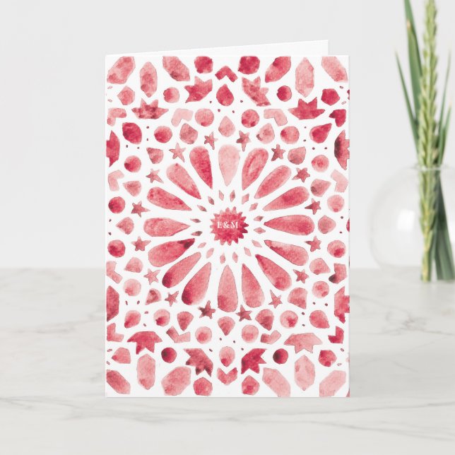 Red Watercolor Meditteranean Tile Pattern Folded Program (Front)