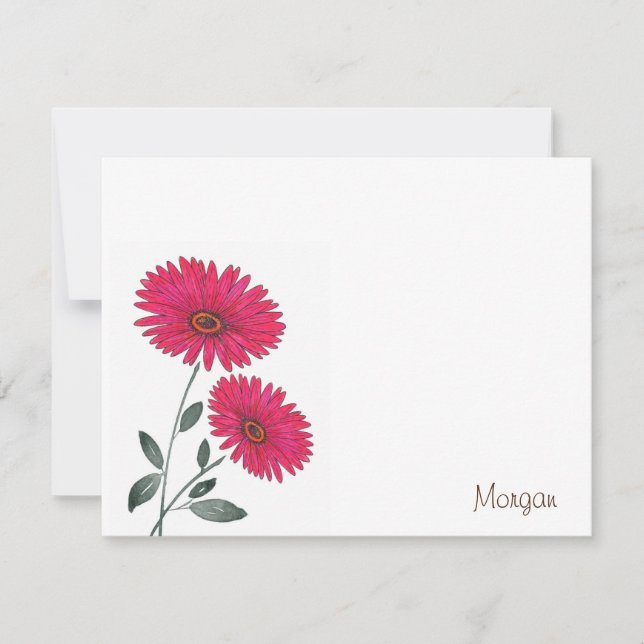 Red Watercolor, Pen & Ink Gerbs Note Card (Front)