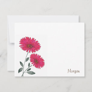 Red Watercolor, Pen & Ink Gerbs Note Card