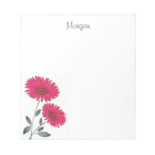 Red Watercolor, Pen & Ink Gerbs Notepad