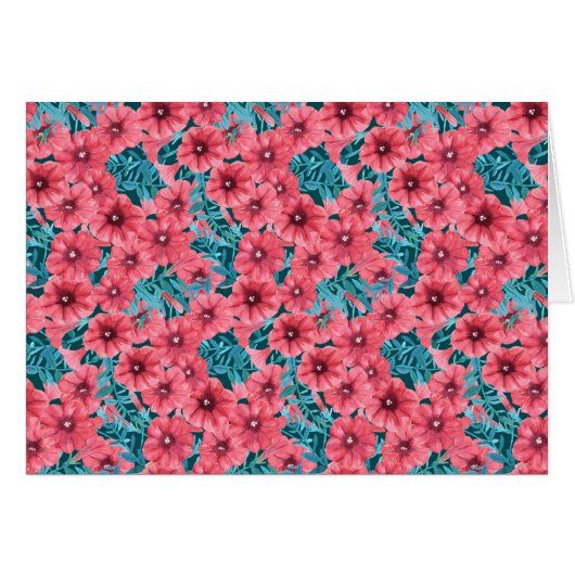 Red watercolor petunia flower pattern cards (Front Horizontal)