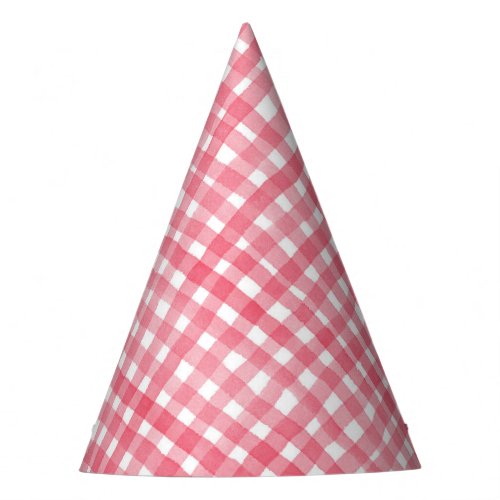Red watercolor Plaid Pattern Birthday Party Hats 