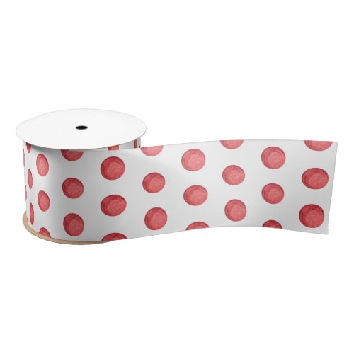 Red Watercolor Polka Dots Holiday Christmas Satin Ribbon