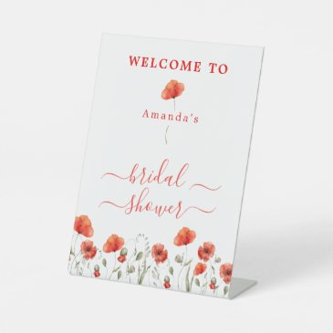 Red Watercolor Poppies, Bridal Brunch Welcome