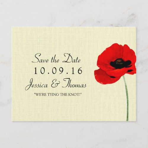 Red Watercolor Poppies Floral Wedding Collection Announcement Postcard