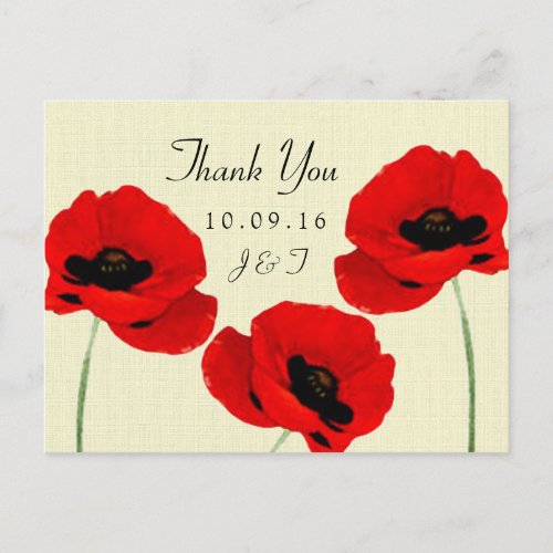 Red Watercolor Poppies Floral Wedding Collection Postcard