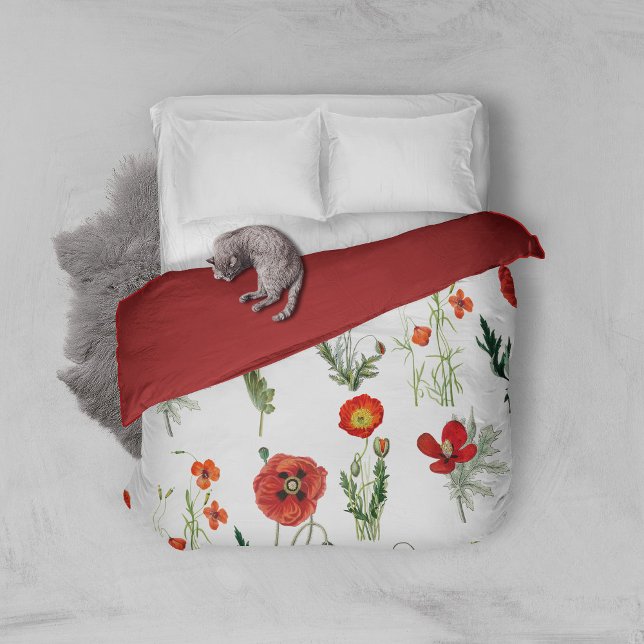 Red Watercolor Poppies Florals Duvet Cover (Red Watercolor Poppies Florals Duvet Cover)