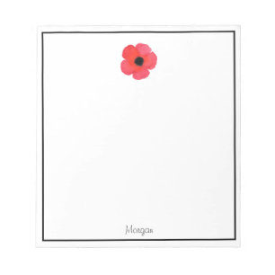 Red Watercolor Poppy Notepad