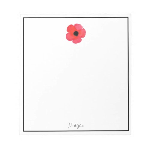 Red Watercolor Poppy Notepad