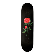 Red Watercolor Rose on Black Skateboard Red Watercolor Rose on Black Skateboard