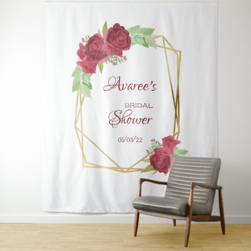 Red Watercolor Roses Wedding Shower Tapestry